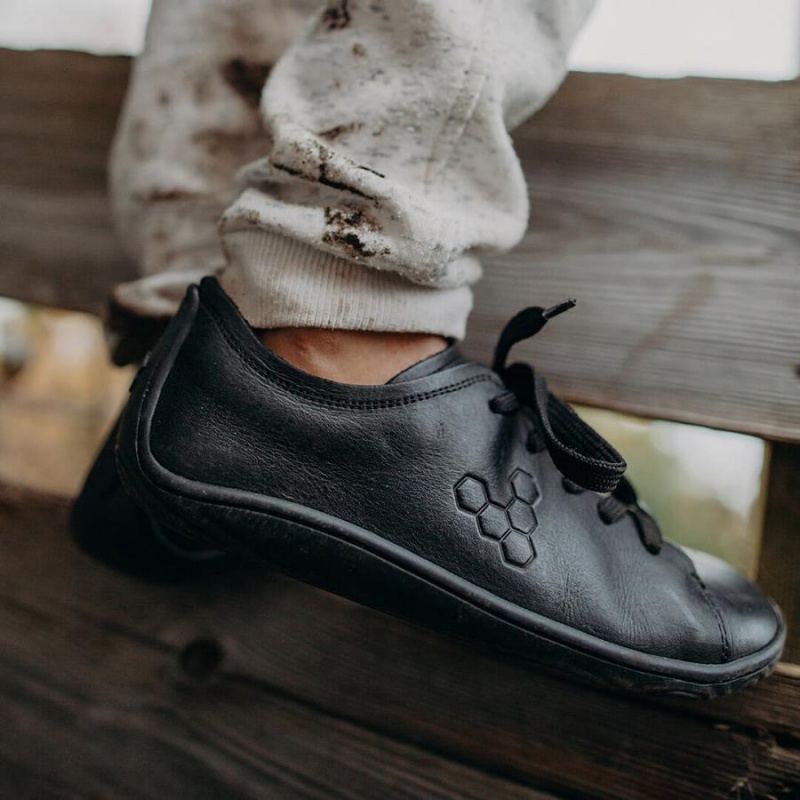 Vivobarefoot Addis School Juniors Sko Barn Svarte | NO380WH