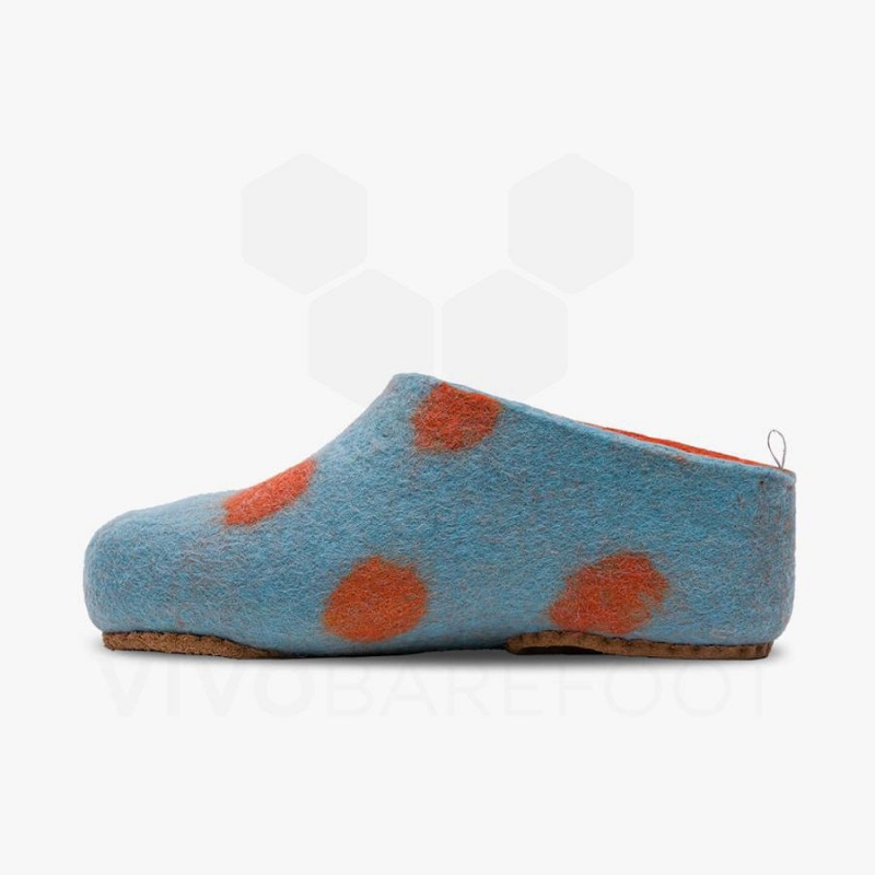 Vivobarefoot MIM Felt Slipper Barn Lyse Turkis Oransje | NO433VJ