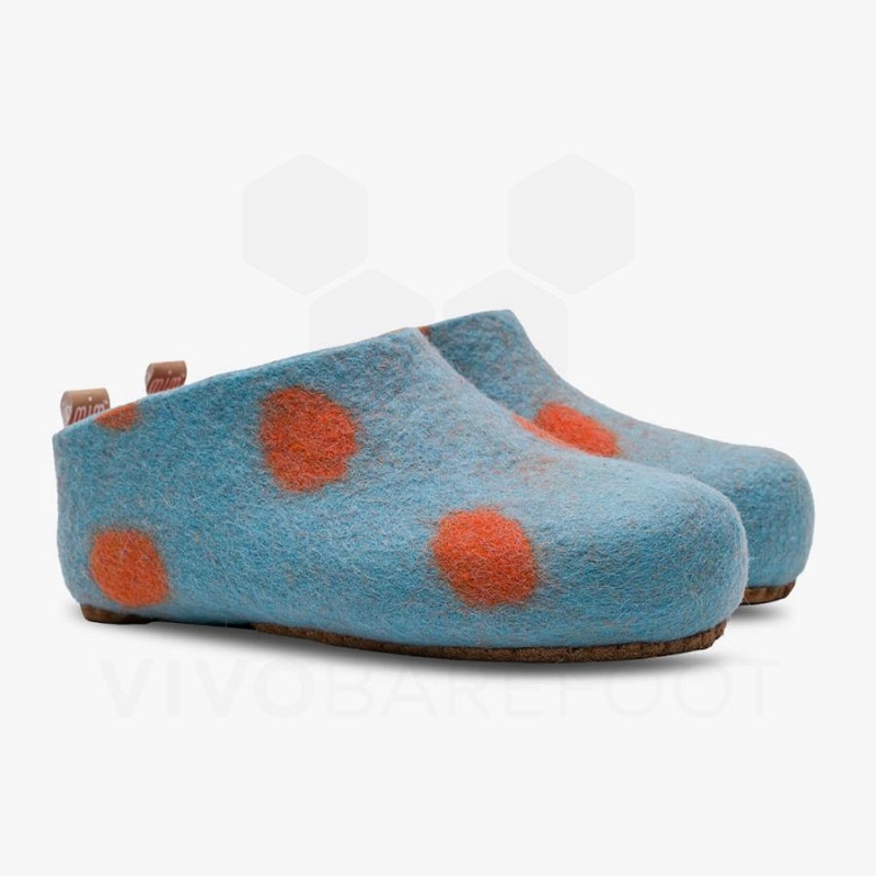 Vivobarefoot MIM Felt Slipper Barn Lyse Turkis Oransje | NO433VJ