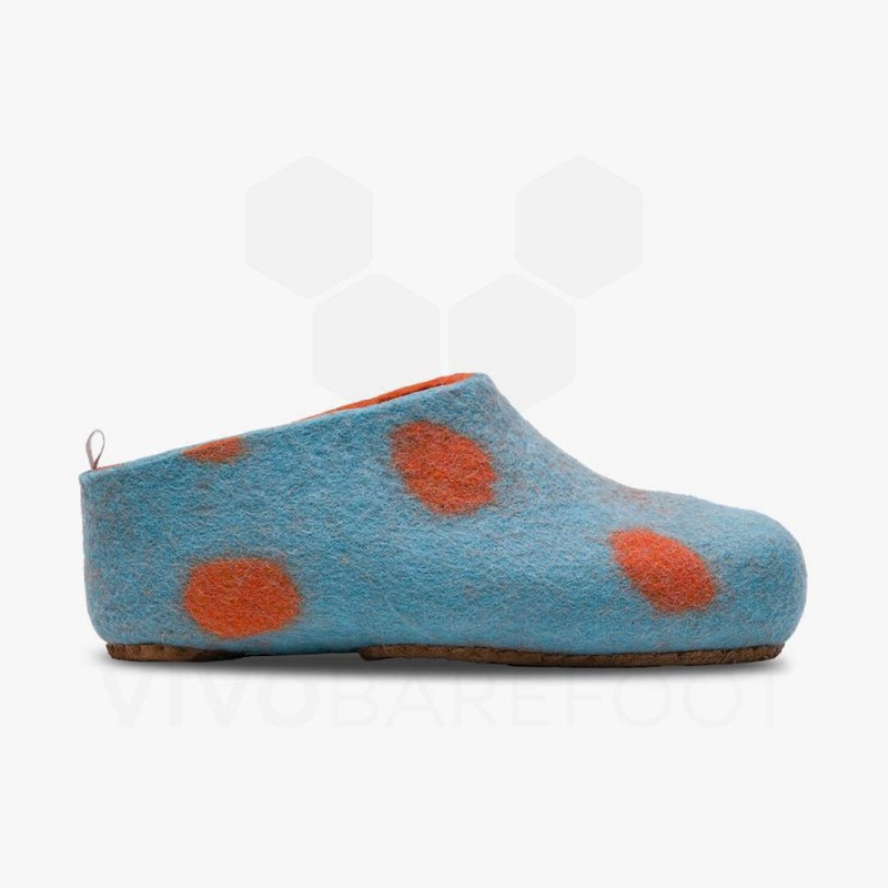 Vivobarefoot MIM Felt Slipper Barn Lyse Turkis Oransje | NO433VJ