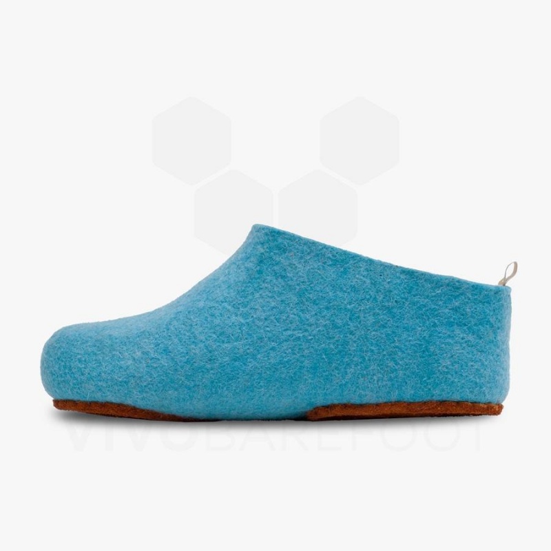 Vivobarefoot MIM Felt Tøfler Herre Lyse Turkis | NO159JE