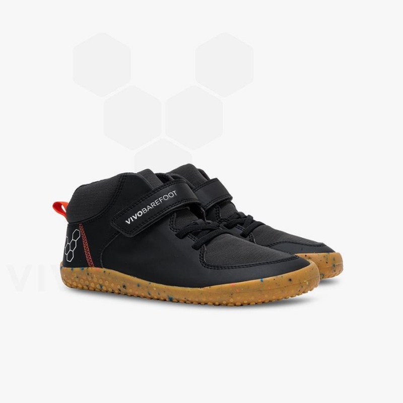 Vivobarefoot Primus Ludo Hi Juniors Sko Barn Obsidian | NO412QC