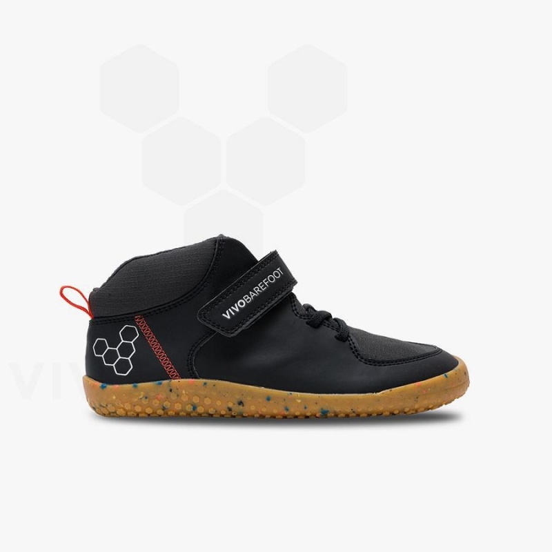 Vivobarefoot Primus Ludo Hi Juniors Sko Barn Obsidian | NO412QC