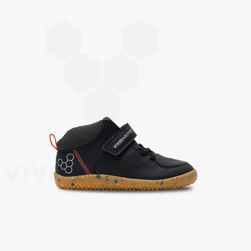 Vivobarefoot Primus Ludo Hi Sko Barn Obsidian | NO410SZ